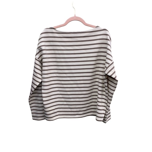 Spanx AirEssentials Boat Neck chic Striped minimalist coastal Cream Brown Size M - Picture 3 of 3